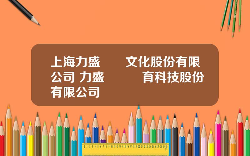 上海力盛賽車文化股份有限公司 力盛雲動躰育科技股份有限公司